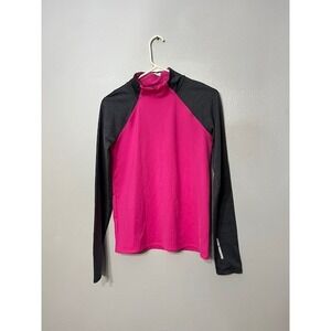 Under Armour ColdGear Mock Neck Long Sleeve Athletic Top Pink Gray Womens Small